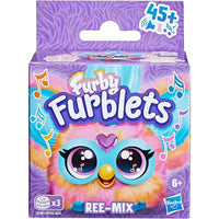 Mini peluche elettronico ree mix furby furblets colorato con occhi grandi blu e becco giallo in confezione