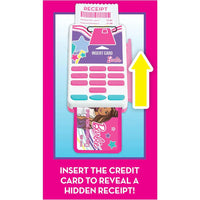 Registratore di cassa barbie trendy rosa e bianco con design cartoon sullo slot carte e suoni integrati