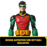 Robin action figure 30 cm in plastic with red green black colors and yellow belt emblem from dc comics