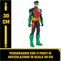 Robin action figure 30 cm in red green and black suit with yellow accents dc comics collectible giocattolo