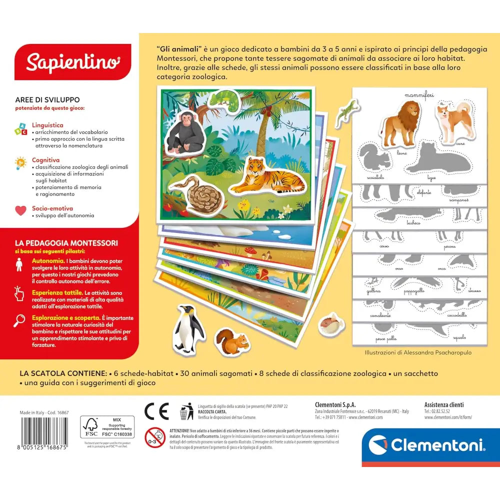Sapientino Animali Gioco Montessori - Clementoni - Giocattoli educativi - 8005125168675