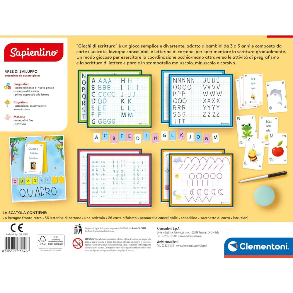 Sapientino Giochi di Scrittura – Clementoni | Imparare a scrivere divertendosi - Giocattoli per la lettura