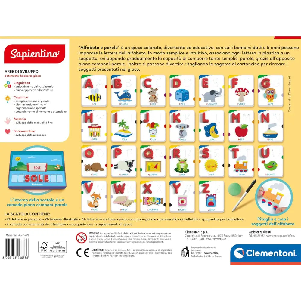 Sapientino Montessori Alfabeto e Parole - Clementoni - Giocattoli per la lettura - 8005125168736