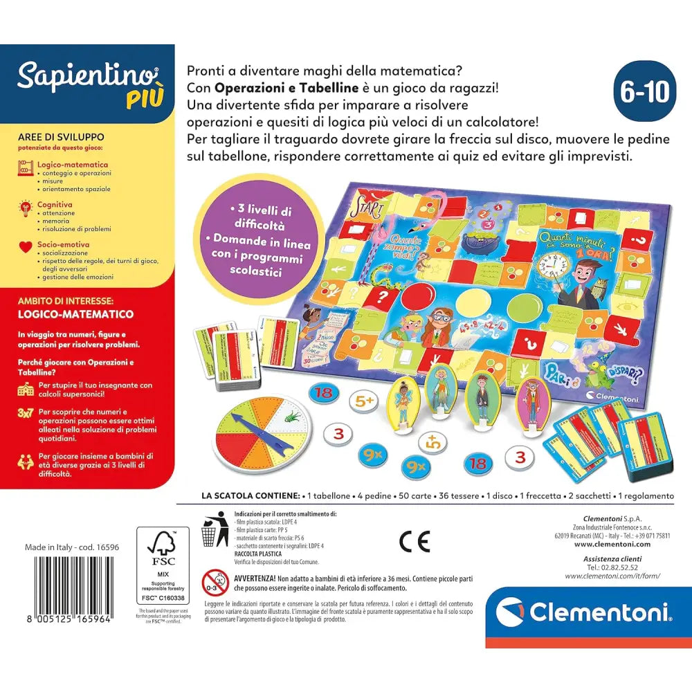 Sapientino più - Operazioni e Tabelline - Clementoni - Giocattoli educativi - 8005125165964