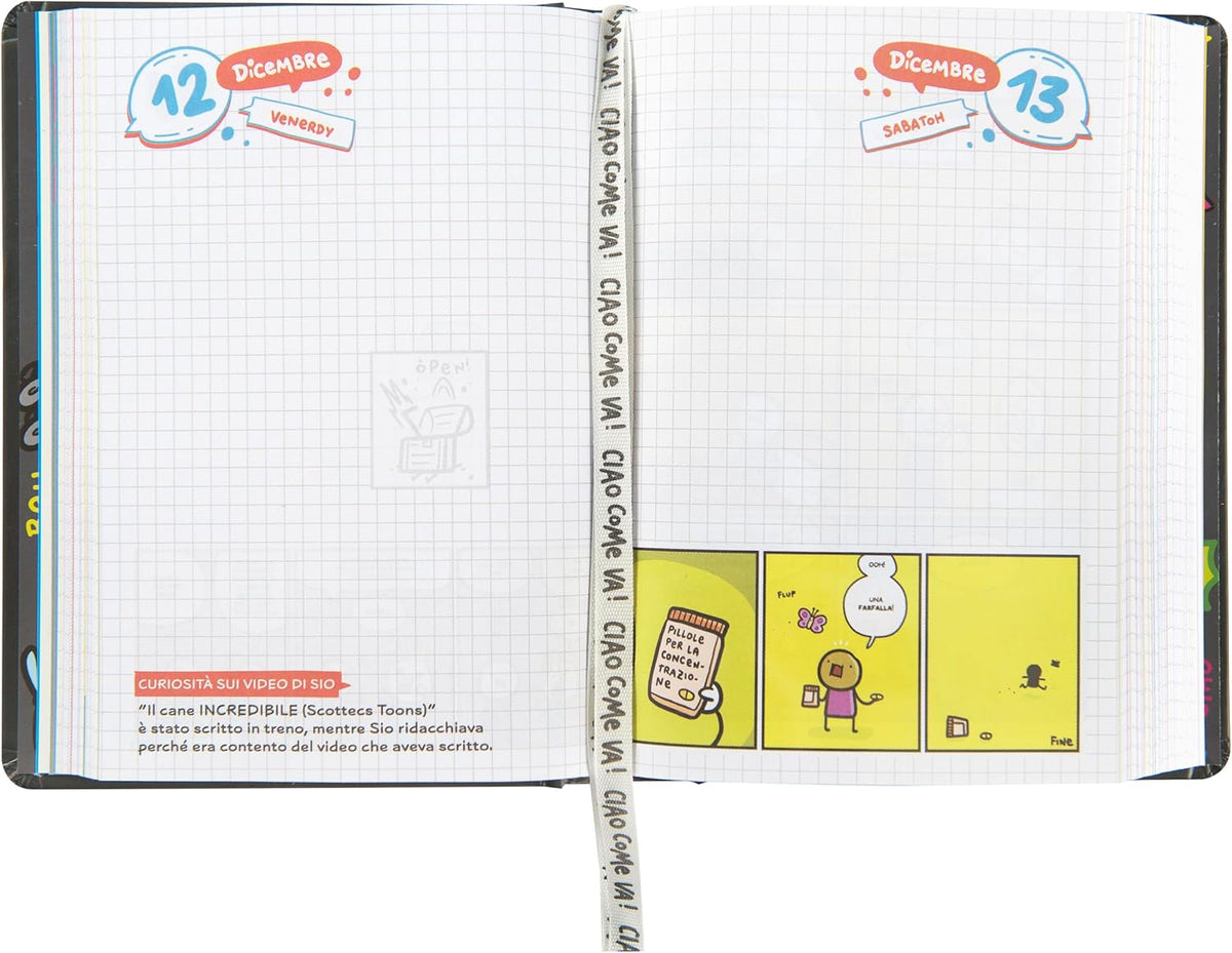 Diario Scuola 16 Mesi 2025/26 - COMIX Scottecs by Sio - Giornaliero Nero - scomix scuola 2026