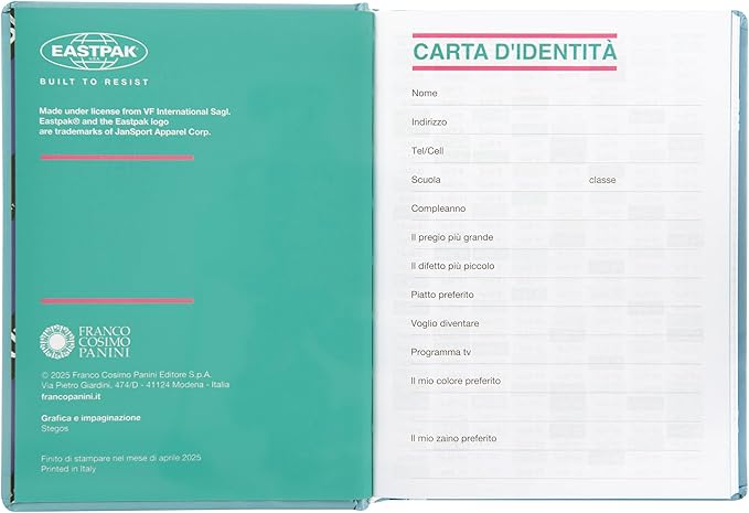 EASTPAK - Diario Scuola 2025-2026, Agenda Medium Giornaliera 13 Mesi - scuola eastpak