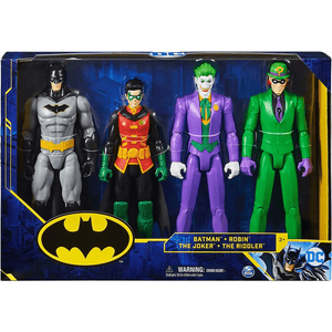 Set di 4 personaggi Batman, Robin, Joker e Enigmista