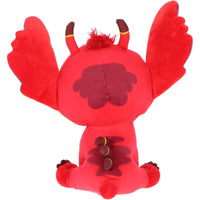 Plush peluche stitch rosso leroy 30 cm con ali e coda marroni scure e piccole corna gialle, fan disney