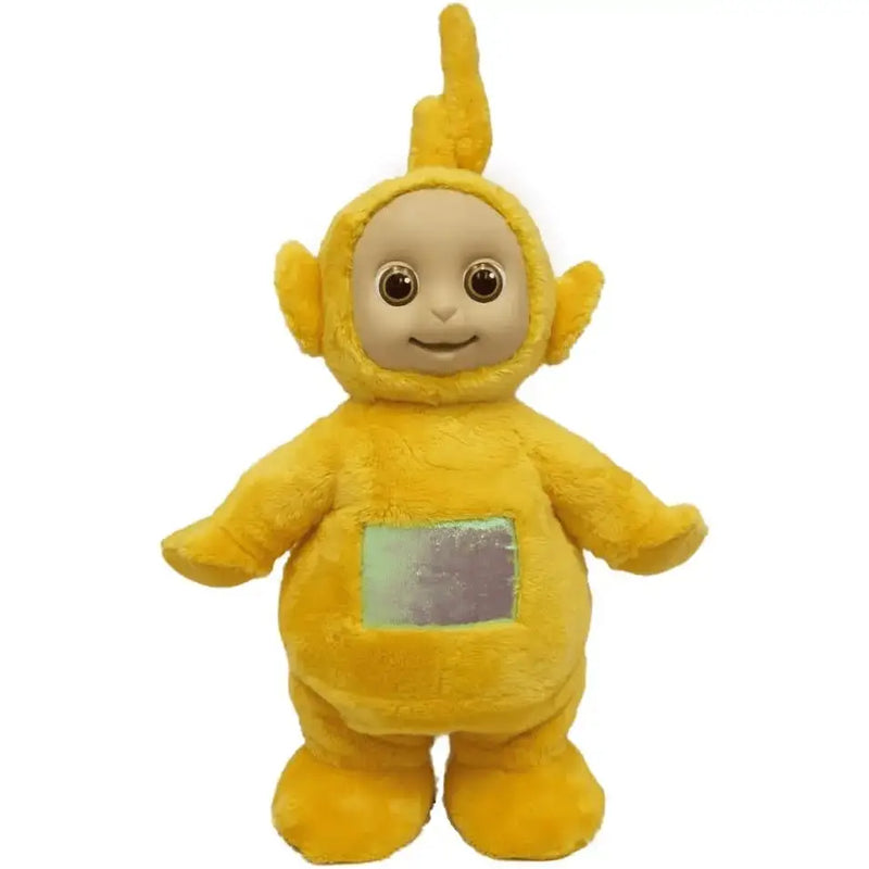 Peluche giallo morbido con grandi occhi marroni tubby dance laa del personaggio teletubbies laa laa