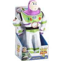 Toy story peluche buzz lightyear giocattolo in tessuto bianco verde e viola con dettagli ricamati e bottone circolare