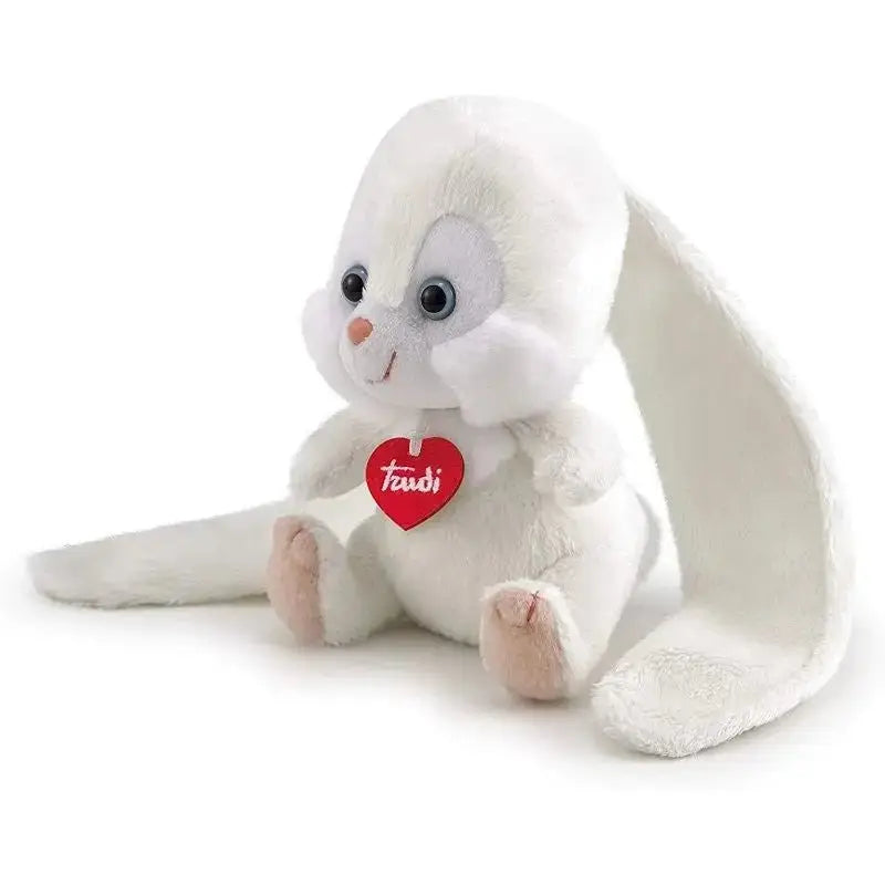 Trudi love box orecchiotti coniglio peluche bianco morbido con orecchie lunghe e cuoricino rosso lettere americana faudi