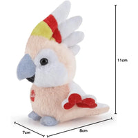 Peluche trudi sweet collection pappagallo miniatura con piume pesca becco e piedi blu e ali bianche con macchie rosse