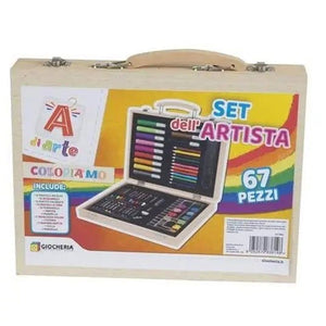 Valigetta Set dell'artista in Legno 67 pezzi colori
