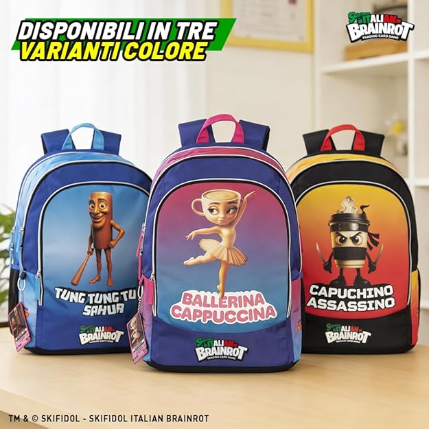 Zaino Scuola Tung Tung Tung Sahur Skifidol Italian Brainrot - varianti zaino brainrot
