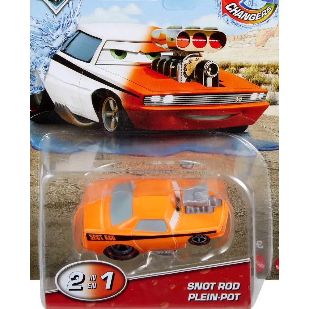 Veicolo cars cambia colore snot rod plein pot toy car arancione e bianco con strisce nere e dettagli cromati
