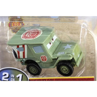 Veicolo cars sergente toy jeep verde oliva con strisce rosse bianche stelle e scritta rescue per bambini