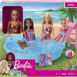 Barbie playset con bambola e piscina